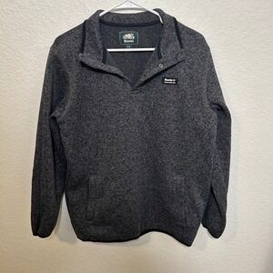 Roots Men's Charcoal Heather Fleece Pullover Snap Neck‎ Pocket Sweatshirt M